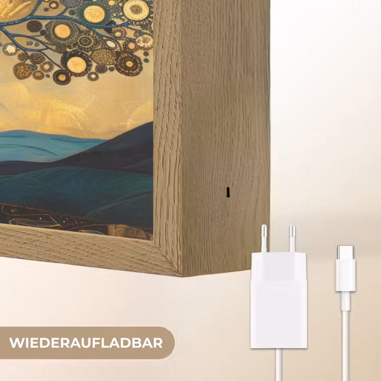 Boom - Industrieel - Abstract - Geel Light Box met batterij (Wandlamp) middel -USP_websiteoplaadbaarDE