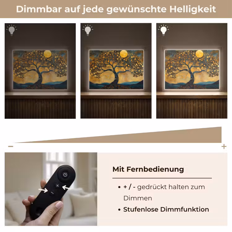 Boom - Industrieel - Abstract - Geel Light Box met batterij (Wandlamp) middel -USP_dimbaarDE