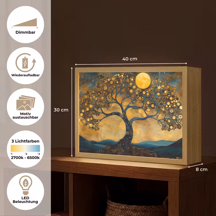 Boom - Industrieel - Abstract - Geel Light Box met batterij (Wandlamp) middel -USP_websiteoverzichtDE