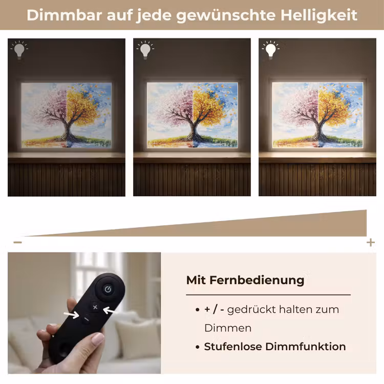 Boom - Kunst - Seizoenen - Lente - Herfst Light Box met batterij (Wandlamp) middel -USP_dimbaarDE