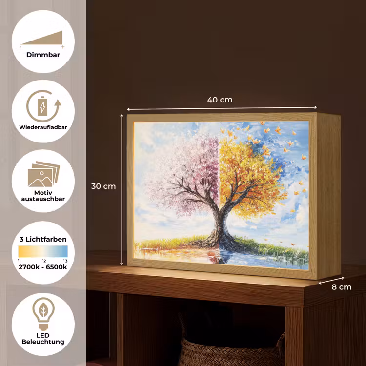 Boom - Kunst - Seizoenen - Lente - Herfst Light Box met batterij (Wandlamp) middel -USP_websiteoverzichtDE