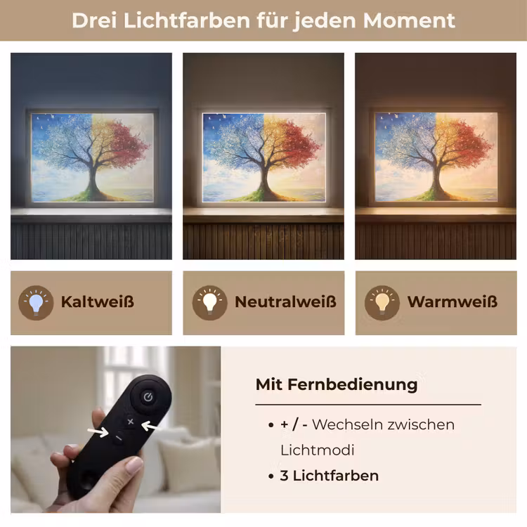 Boom - Kunst - Seizoenen - Herfst Light Box met batterij (Wandlamp) middel -USP_lichtkleurDE