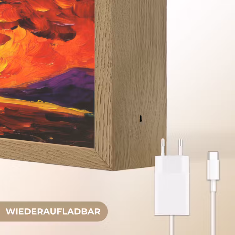 Boom - Kunst - Natuur - Zonsondergang Light Box met batterij (Wandlamp) middel -USP_websiteoplaadbaarDE