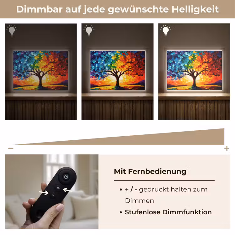 Boom - Kunst - Natuur - Zonsondergang Light Box met batterij (Wandlamp) middel -USP_dimbaarDE