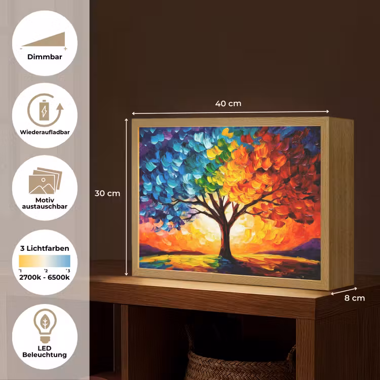 Boom - Kunst - Natuur - Zonsondergang Light Box met batterij (Wandlamp) middel -USP_websiteoverzichtDE