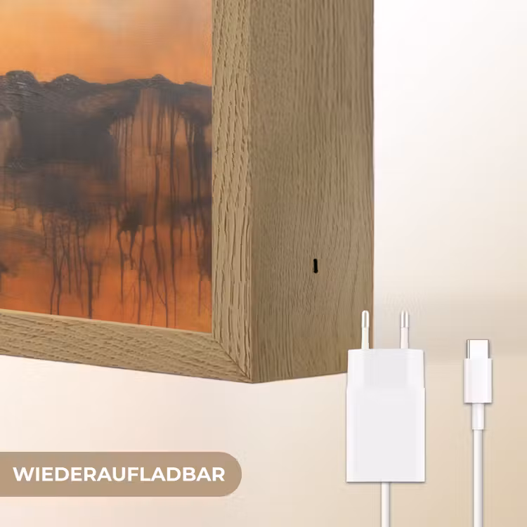 Boom - Landschap - Oranje Light Box met batterij (Wandlamp) middel -USP_websiteoplaadbaarDE