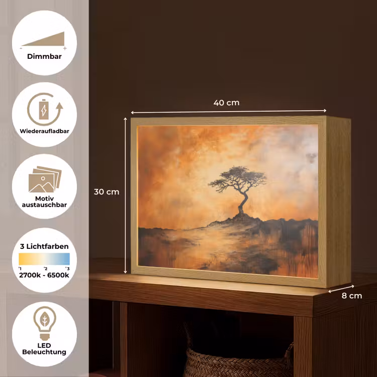 Boom - Landschap - Oranje Light Box met batterij (Wandlamp) middel -USP_websiteoverzichtDE