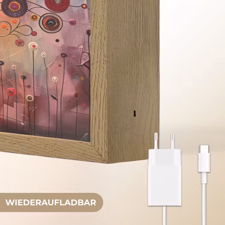 Boom - Paars - Abstract - Kunst Light Box met batterij (Wandlamp) middel -USP_websiteoplaadbaarDE