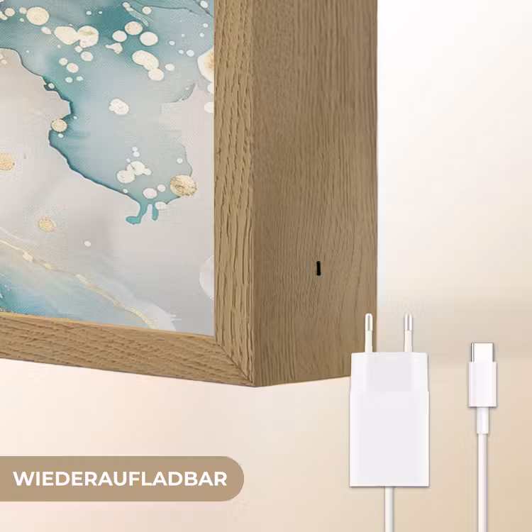 Boom - Modern - Verflook - Turquoise - Goud Light Box met batterij (Wandlamp) middel -USP_websiteoplaadbaarDE