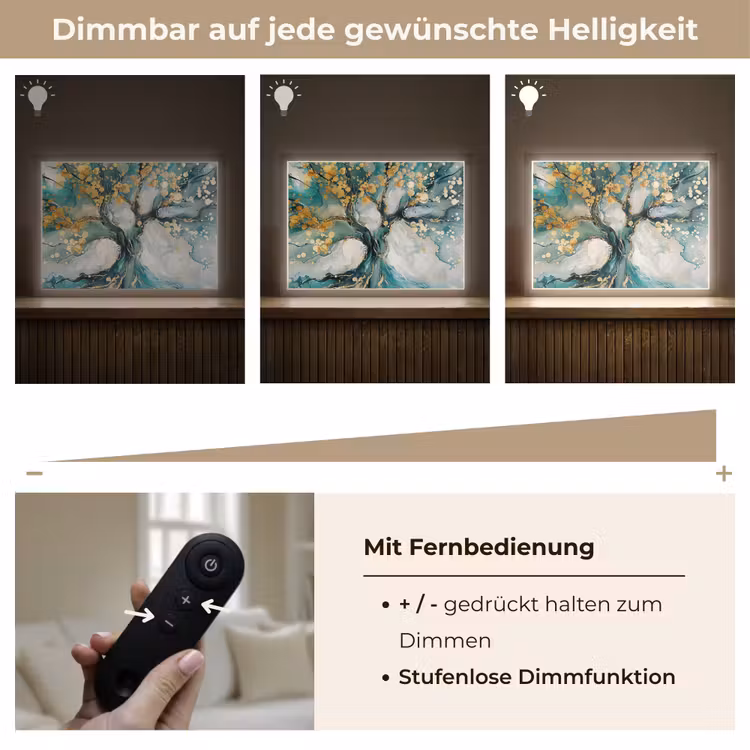 Boom - Modern - Verflook - Turquoise - Goud Light Box met batterij (Wandlamp) middel -USP_dimbaarDE
