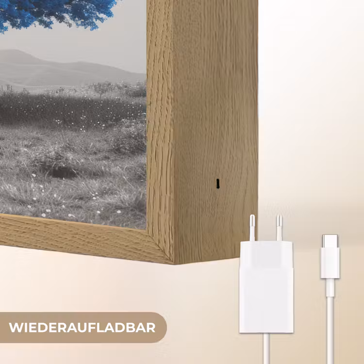Boom - Natuur - Blauw - Zwart wit Light Box met batterij (Wandlamp) middel -USP_websiteoplaadbaarDE