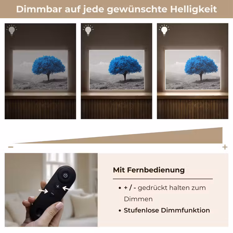 Boom - Natuur - Blauw - Zwart wit Light Box met batterij (Wandlamp) middel -USP_dimbaarDE
