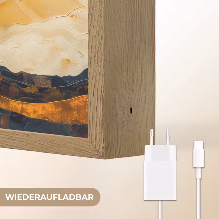 Boom - Natuur - Goud - Modern Light Box met batterij (Wandlamp) middel -USP_websiteoplaadbaarDE