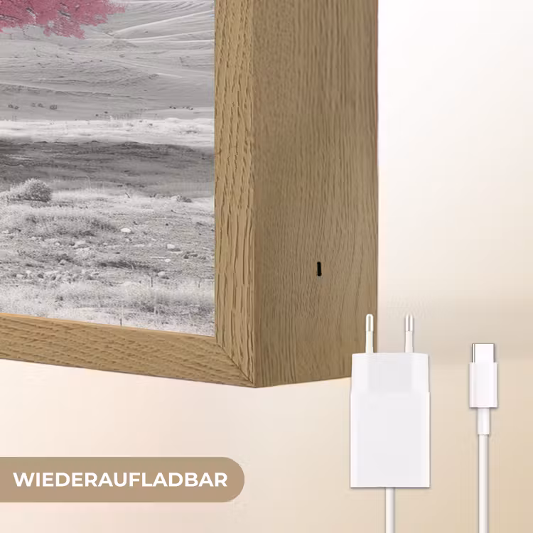 Boom - Natuur - Roze - Zwart wit Light Box met batterij (Wandlamp) middel -USP_websiteoplaadbaarDE