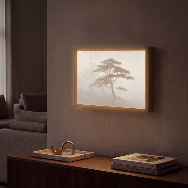 Boom - Oosterse stijl - Landschap Light Box met batterij (Wandlamp) middel -sfeer1