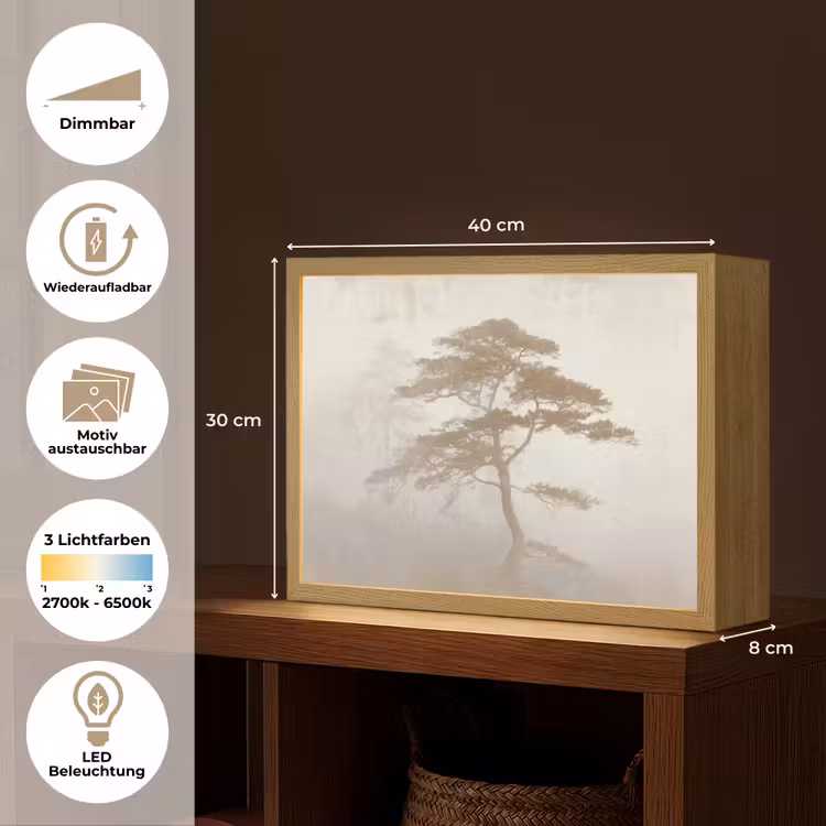 Boom - Oosterse stijl - Landschap Light Box met batterij (Wandlamp) middel -USP_websiteoverzichtDE