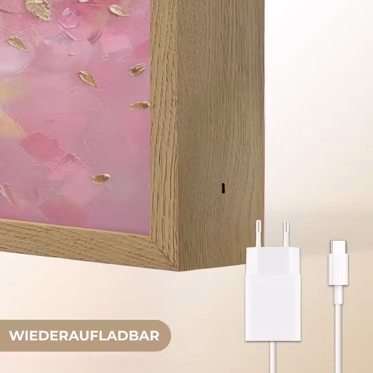 Boom - Roze - Goud - Modern Light Box met batterij (Wandlamp) middel -USP_websiteoplaadbaarDE