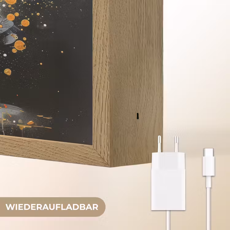 Boom - Zwart - Goud - Wit - Modern Light Box met batterij (Wandlamp) middel -USP_websiteoplaadbaarDE