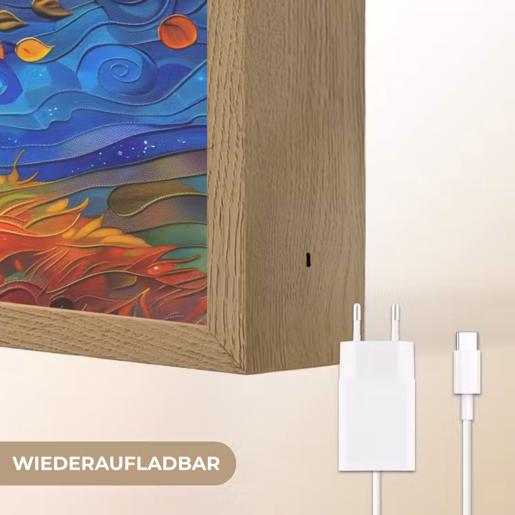 Boom - Zon - Verflook - Kleuren - Abstract Light Box met batterij (Wandlamp) middel -USP_websiteoplaadbaarDE