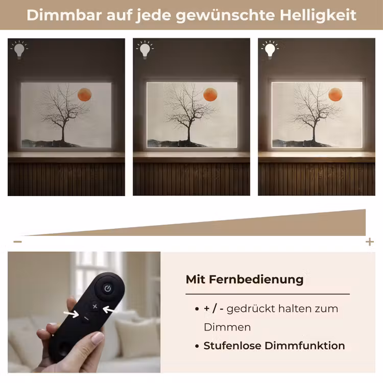 Boom - Zon - Modern - Landschap Light Box met batterij (Wandlamp) middel -USP_dimbaarDE