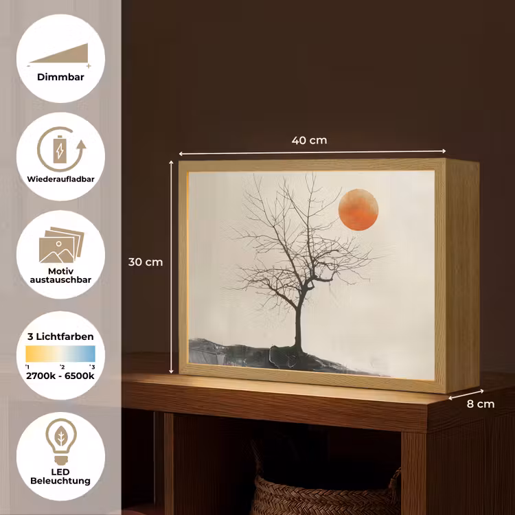 Boom - Zon - Modern - Landschap Light Box met batterij (Wandlamp) middel -USP_websiteoverzichtDE