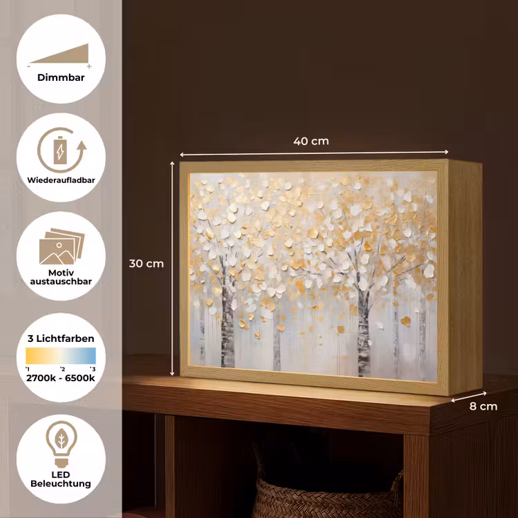 Bomen - Aquarel - Kunst - Natuur Light Box met batterij (Wandlamp) middel -USP_websiteoverzichtDE
