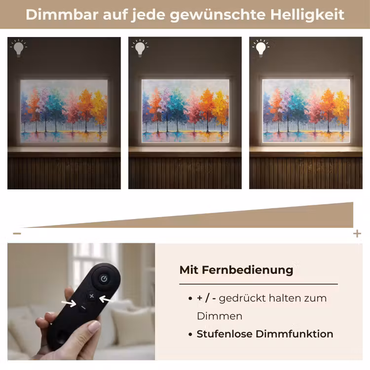 Bomen - Kleurrijk - Natuur - Abstract Light Box met batterij (Wandlamp) middel -USP_dimbaarDE