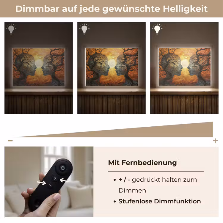 Bomen - Gezichten - Zon - Kunst Light Box met batterij (Wandlamp) middel -USP_dimbaarDE