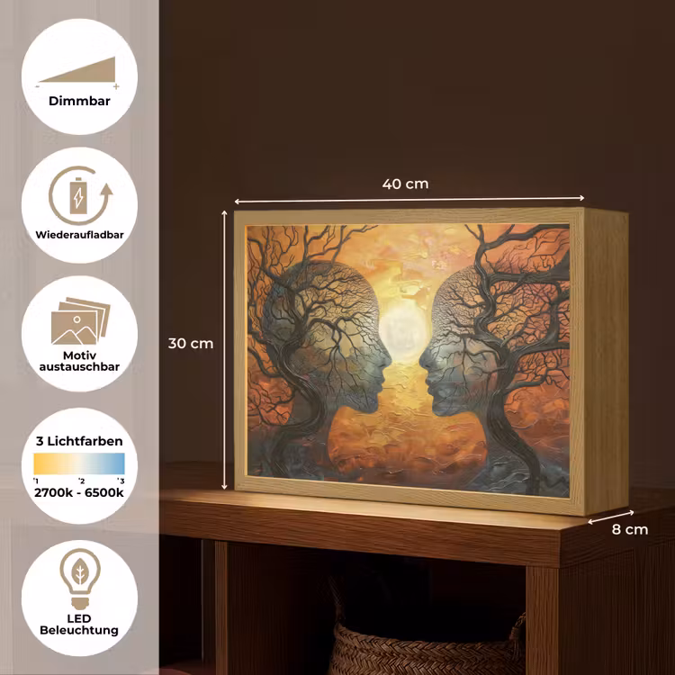 Bomen - Gezichten - Zon - Kunst Light Box met batterij (Wandlamp) middel -USP_websiteoverzichtDE