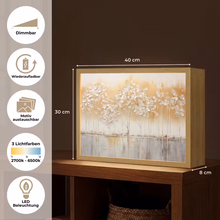 Bomen - Kunst - Acryl - Natuur Light Box met batterij (Wandlamp) middel -USP_websiteoverzichtDE