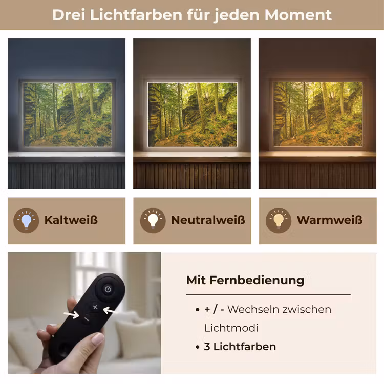 Bomen - Steen - Bos - Natuur - Planten Light Box met batterij (Wandlamp) middel -USP_lichtkleurDE