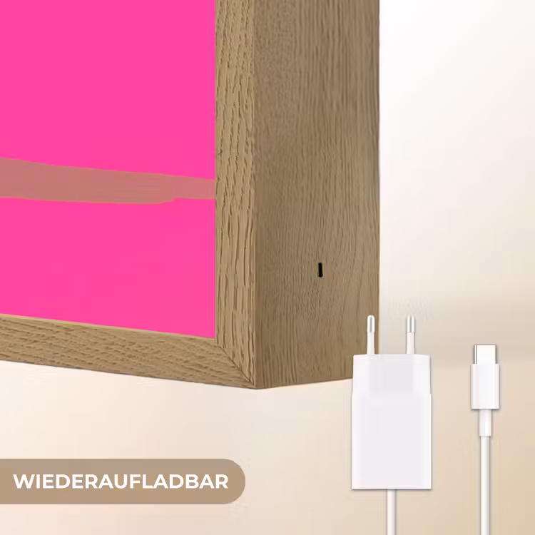 Mok - Wolken - Roze - Minimalitisch Light Box met batterij (Wandlamp) middel -USP_websiteoplaadbaarDE
