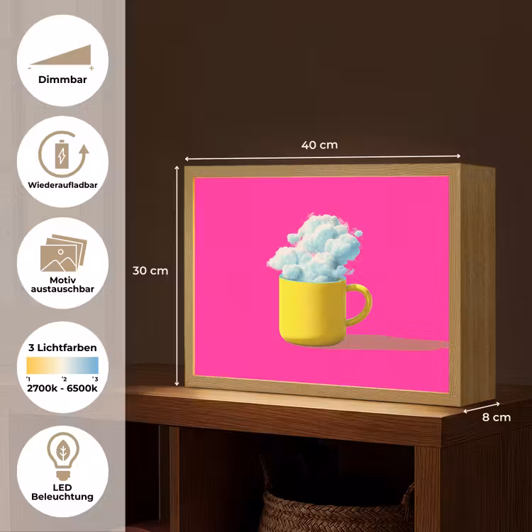 Mok - Wolken - Roze - Minimalitisch Light Box met batterij (Wandlamp) middel -USP_websiteoverzichtDE