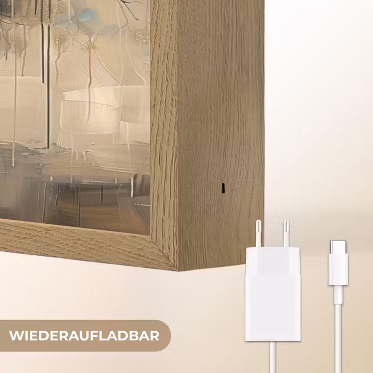 Beige - Abstract - Boom - Goud Light Box met batterij (Wandlamp) middel -USP_websiteoplaadbaarDE
