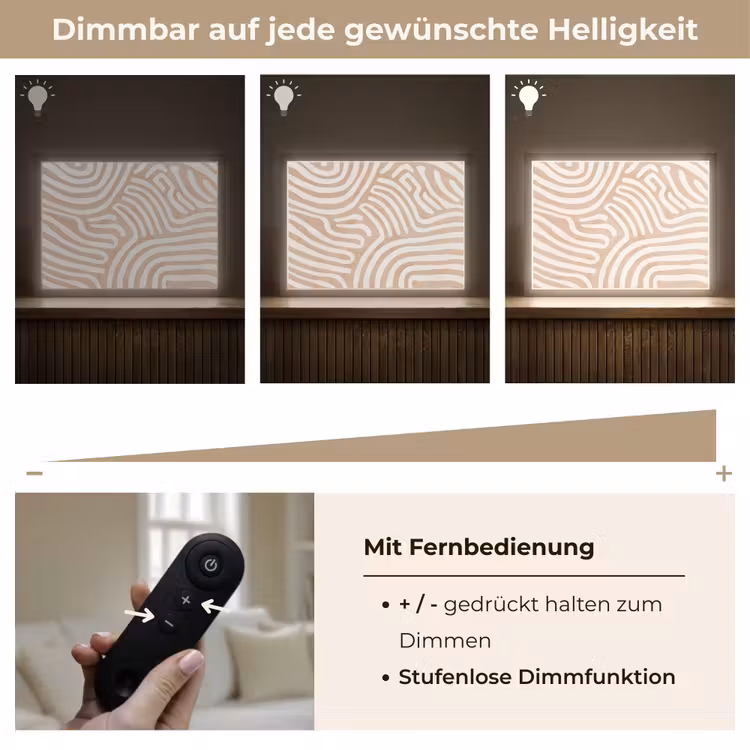 Beige - Aardspatroon Light Box met batterij (Wandlamp) middel -USP_dimbaarDE