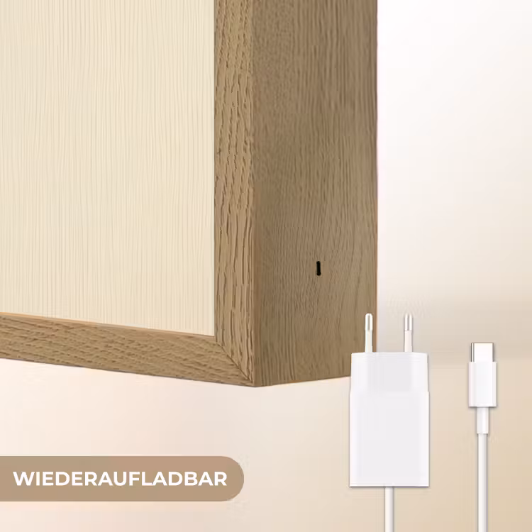 Beige - Lijnen - Golvend - Abstract Light Box met batterij (Wandlamp) middel -USP_websiteoplaadbaarDE