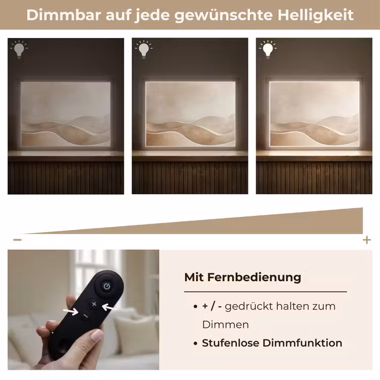 Beige - Natuur - Abstract - Modern Light Box met batterij (Wandlamp) middel -USP_dimbaarDE