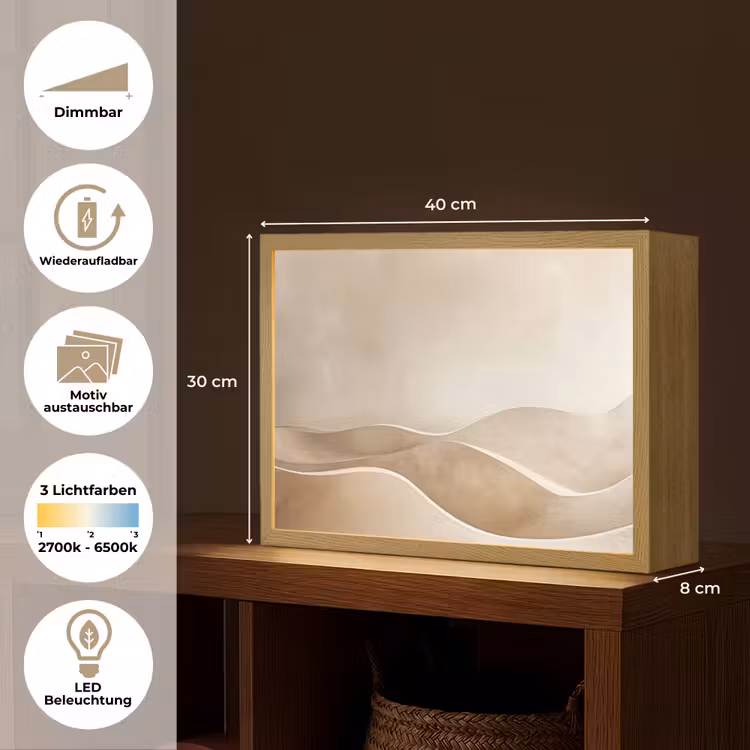 Beige - Natuur - Abstract - Modern Light Box met batterij (Wandlamp) middel -USP_websiteoverzichtDE