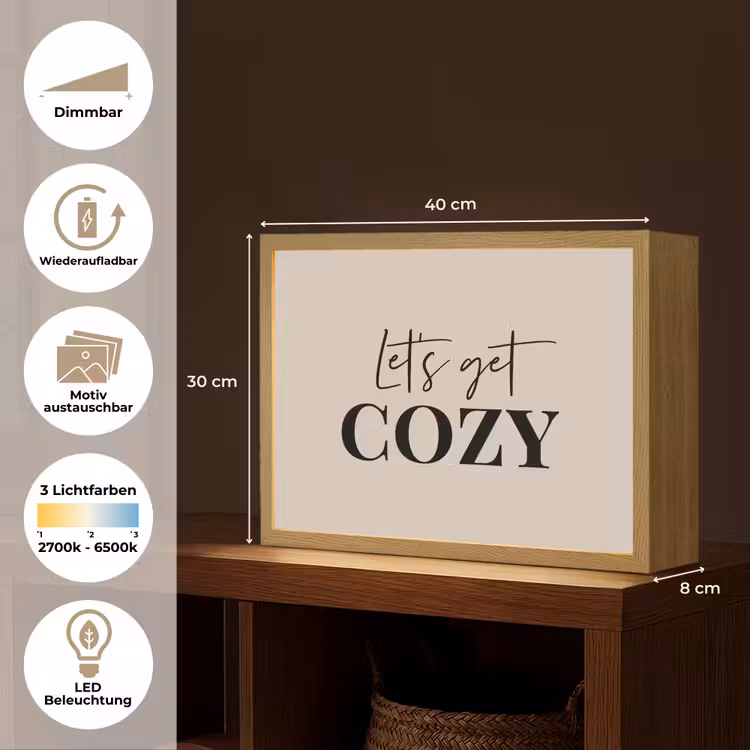 Beige - Winter - Quote - Cozy Light Box met batterij (Wandlamp) middel -USP_websiteoverzichtDE