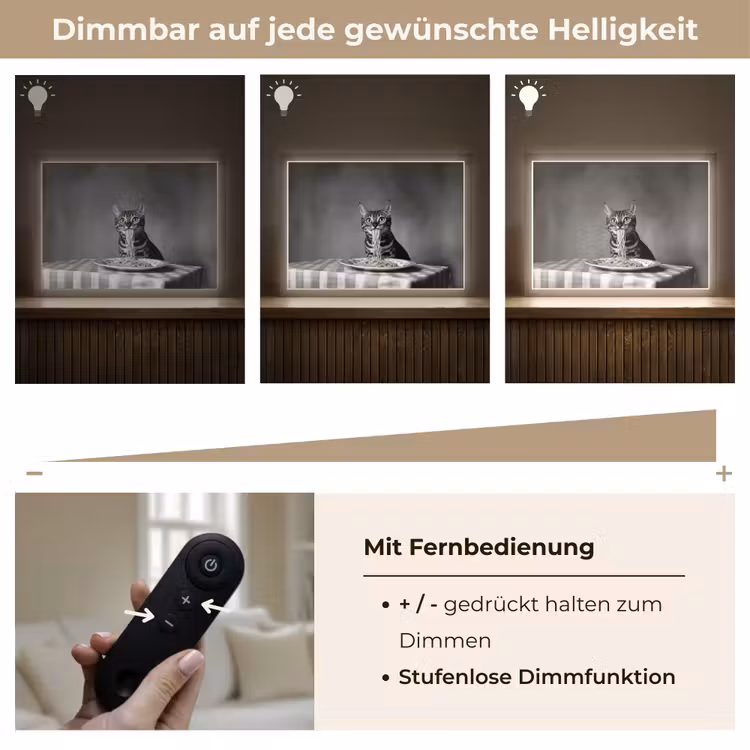 Bengaal - Kat - Tafelkleed - Zwart - Wit - Dier Light Box met batterij (Wandlamp) middel -USP_dimbaarDE