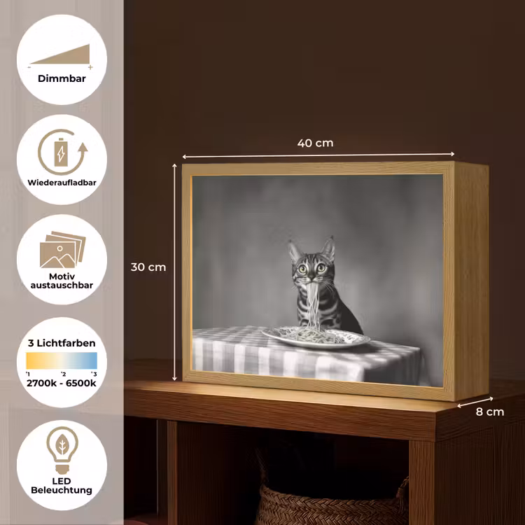Bengaal - Kat - Tafelkleed - Zwart - Wit - Dier Light Box met batterij (Wandlamp) middel -USP_websiteoverzichtDE