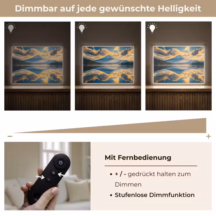 Berg - Rivier - Zonsondergang Light Box met batterij (Wandlamp) middel -USP_dimbaarDE