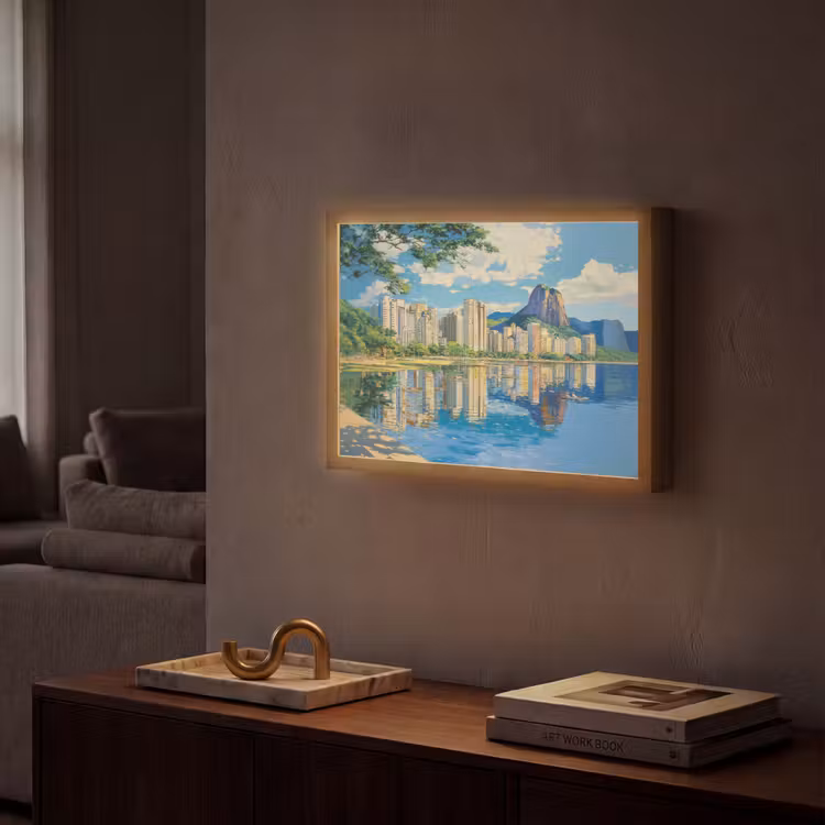 Berg - Skyline - Strand - Water Light Box met batterij (Wandlamp) middel -sfeer1