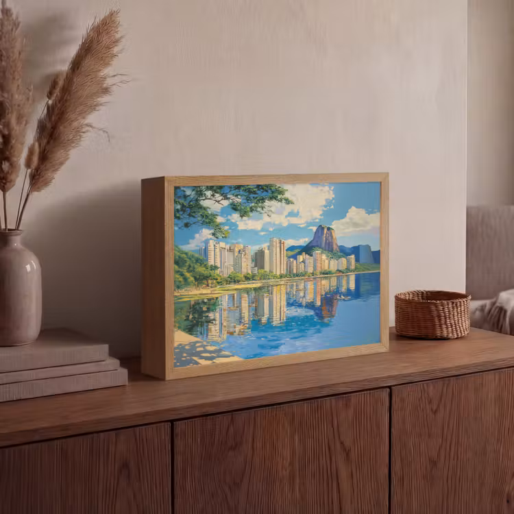 Berg - Skyline - Strand - Water Light Box met batterij (Wandlamp) middel -sfeer2