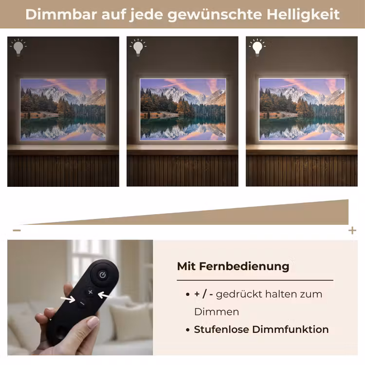 Bergen - Bos - Water - Lucht - Roze - Paars Light Box met batterij (Wandlamp) middel -USP_dimbaarDE