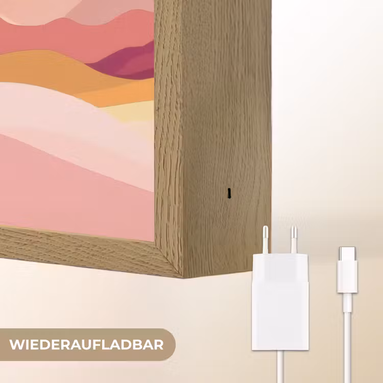 Bergen - Abstract - Zonnestralen - Roze Light Box met batterij (Wandlamp) middel -USP_websiteoplaadbaarDE