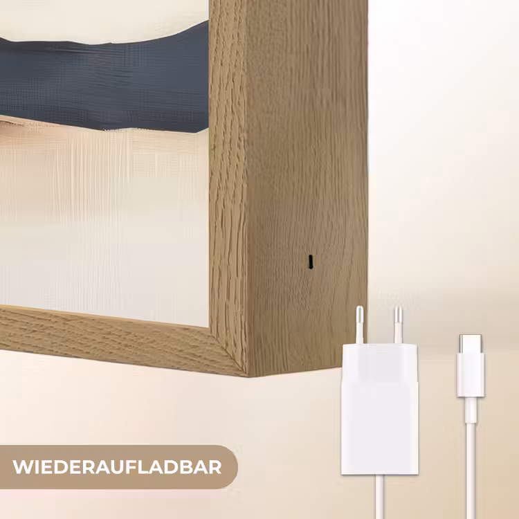 Bergen - Donkerblauw - Landschap Light Box met batterij (Wandlamp) middel -USP_websiteoplaadbaarDE