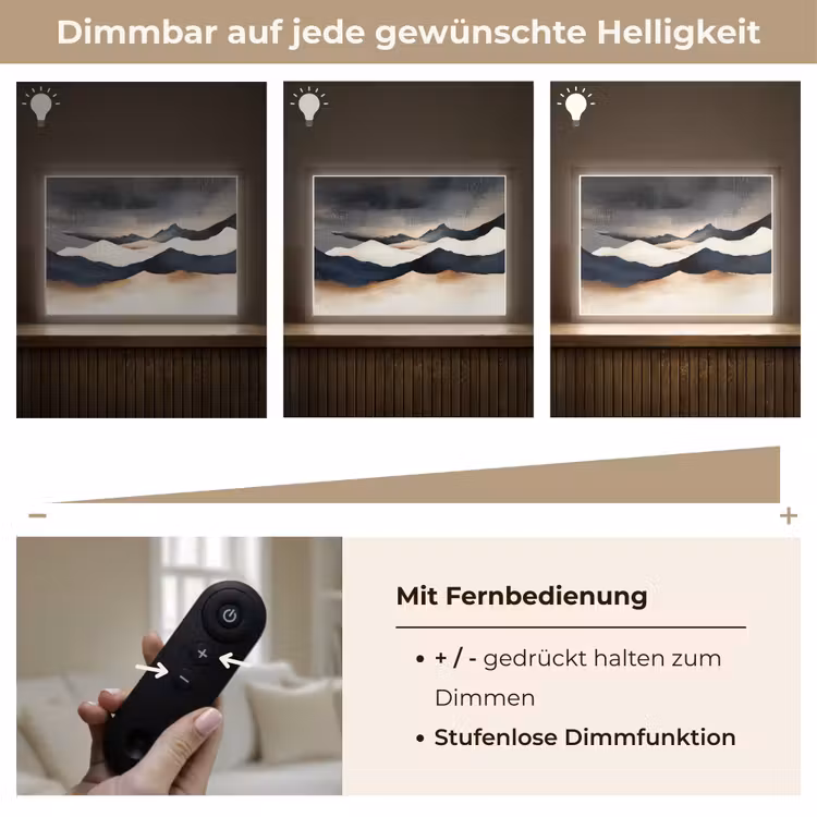 Bergen - Donkerblauw - Landschap Light Box met batterij (Wandlamp) middel -USP_dimbaarDE