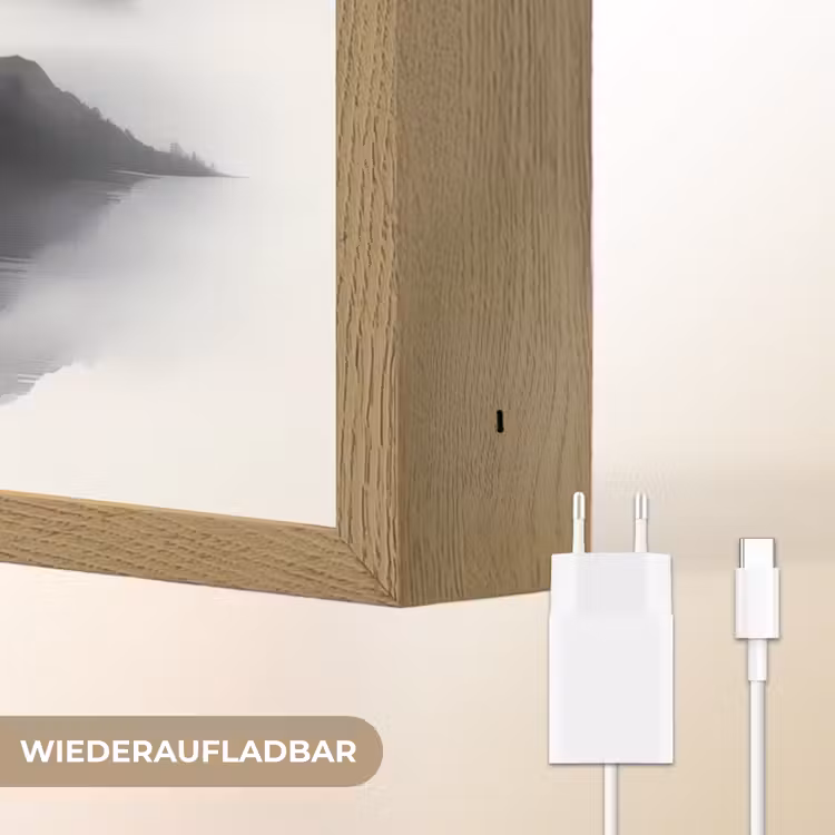 Bergen - Mistig - Water - Wit Light Box met batterij (Wandlamp) middel -USP_websiteoplaadbaarDE
