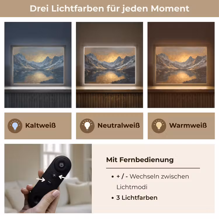 Berglandschap met Gouden Zonsondergang Light Box met batterij (Wandlamp) middel -USP_lichtkleurDE